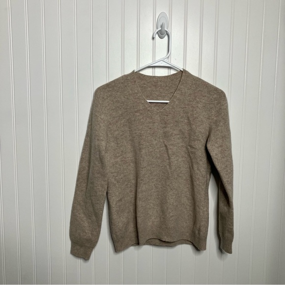 SOPHIA YANG Womens Merino Wool Minimalist Sweater V-neck Pullover Large - Picture 1 of 6
